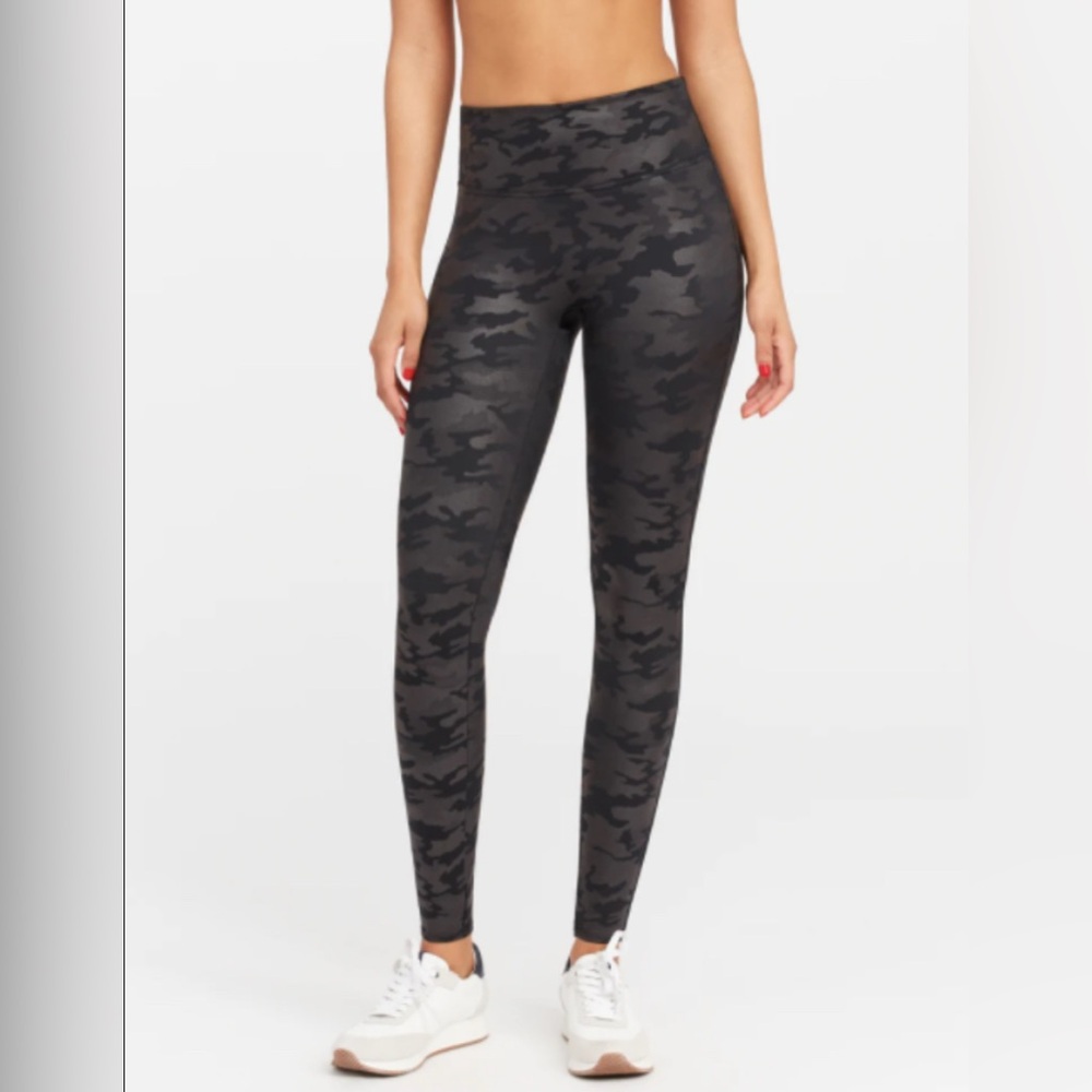 Spanx Camo Faux Leather Leggings